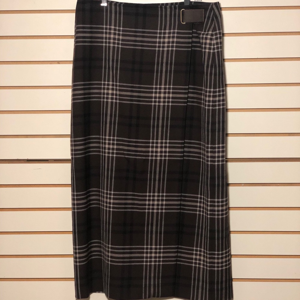 Jones NY brown plaid wool skirt, size 14